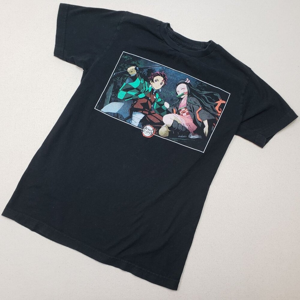 Demon Slayer Tanjiro & Nezuko Anime Unisex T-Shirt Blk Sz S EXCELLENT CONDITION!